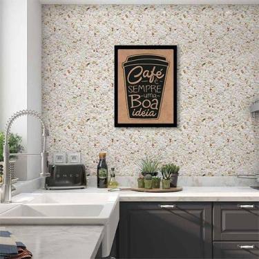 Imagem de Quadro Decorativo Café é Sempre Uma Boa Ideia Fundo Marrom 45x34cm - Q