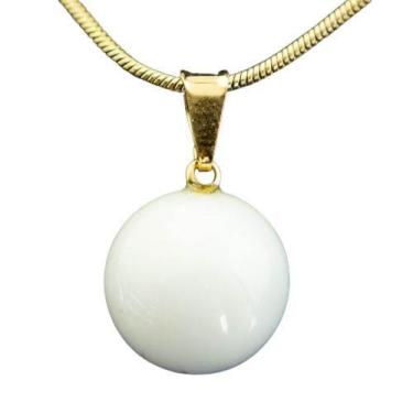 Imagem de Colar Mini Disco Dolomita Branca Pedra Natural Pino Dourado - Cristais