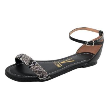 Imagem de Sandália Rasteirinha Feminina Conforto Tira Strass Vizzano, Preto, 35