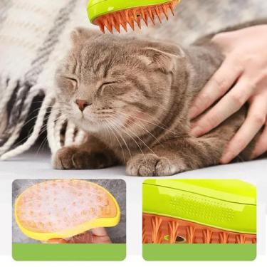 Imagem de Escova Elétrica 3 Em 1 Vaporizada Depilação Gatos Cachorro - Tatudeboa