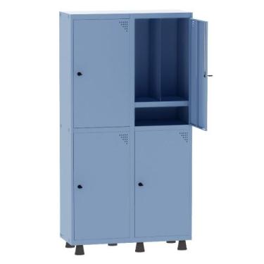 Imagem de Armário Guarda Volume Locker Roupeiro Insalubre 2 Vãos 04 Portas Com P