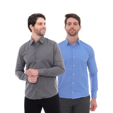 Imagem de KIT Masculino 2 Peças - Camisa Social Premium Tipo Linho Chumbo e  Cam