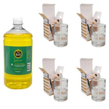 Imagem de Kit 4 Lamparina Cilíndrica + 1 L Fluido Citronela - Bistrot - Velas Bi