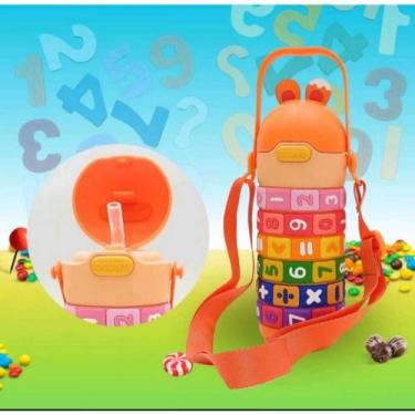 Imagem de Garrafa Térmica 430Ml Inox Infantil Tabuada Números Interativa Educaci