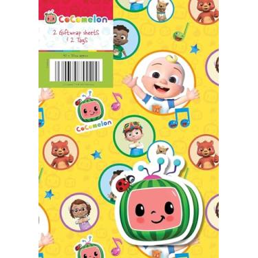 Imagem de Danilo Papel de embrulho Cocomelon, 2 folhas de papel de embrulho de 2 etiquetas, papel de embrulho de aniversário