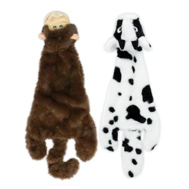 Imagem de Best Pet Supplies Brinquedo divertido 2 em 1 para cães sem bagunça (vaca e macaco, pequeno) (PT08T-44-S)