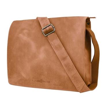 Imagem de ANTONIO VALERIA Bolsa carteiro masculina de couro premium Albert, Crazy Horse Cognac, Medium, Bolsa carteiro
