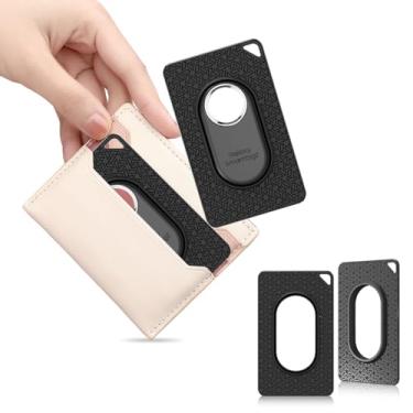 Imagem de BIQIRE Para Galaxy SmartTag2, porta-cartões [2 unidades], capa ultrafina para cartão SmartTag2, suporte de cartão inteligente de TPU macio para carteira, bolsa, mochila| fica escondido, Preto + preto,