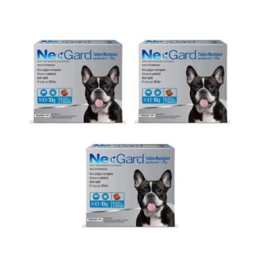 Imagem de 3 Nexgard Antipulgas Cães 4 a 10 kg Combo 3 Comprimidos - Merial