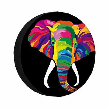 Imagem de MIYASANG Capa de pneu sobressalente de elefante colorido animal africano marfim pop azul brilhante roxo protetor de roda universal à prova de intempéries capas de pneu para trailer trailer viagem (43