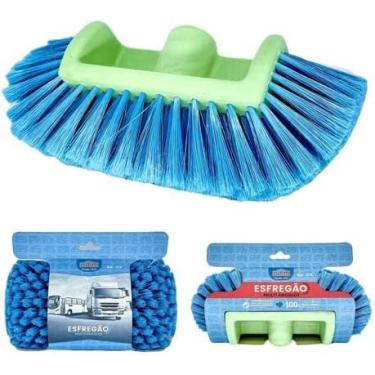 Imagem de Esfregão Multiângulos para Limpeza de Carros, Vans, Ônibus e Caminhão, Cerdas Suaves, Sistema de Jato de Água e Alta Eficiência - Escritex (Sem Cabo)