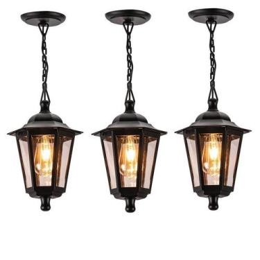 Imagem de Kit3 Pendente Preto Vintage Externo E27 Lente Transp. Lup39 - Acende A