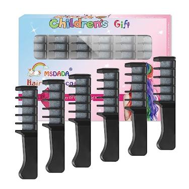 Imagem de MSDADA Novo Pente De Giz De Cabelo Temporário Para Coloração De Cabelo Para Meninas Crianças Com Cabelos Claros, Giz De Cabelo Lavável Para Meninas De 4, 5, 6, 7, 8, 9, 10 Anos, Cosplay Faça Você Me