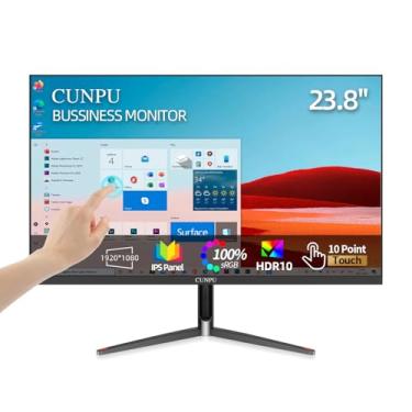 Imagem de CUNPU Monitor Touchscreen De 24 Polegadas, Toque De 10 Pontos, Tela Fhd 1080P 75Hz Ips, 100% Srgb, Montagem Em Parede Vesa, Ajuste De Inclinação, Vga Hdmi Para Pc, Laptop, Negócios E Estação De Trab