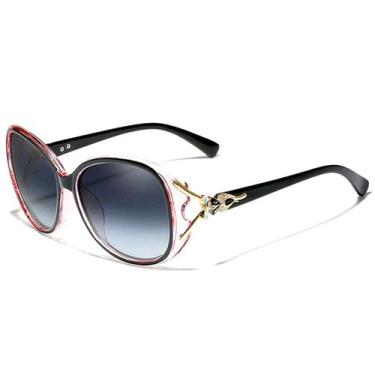 Imagem de Óculos de Sol Feminino Grande CatEye Retro Kingseven Proteção UV400 Po
