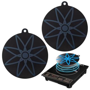 Imagem de Tapete de proteção de placa de indução de silicone termocrômico, duas peças de tapete de silicone de 24 cm para fogão de indução, capa protetora de fogão de indução