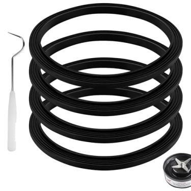 Imagem de Linkidea 4 peças de reposição para liquidificador, tampa de ajuste exato de vedação de silicone com ferramenta de troca, compatível com NutriBullet modelo N17-1001 (preto)