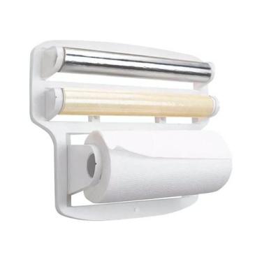 Imagem de Porta Papel Toalha Triplo Suporte Rolos Para Cozinha 3 em 1 - VIA BRAS