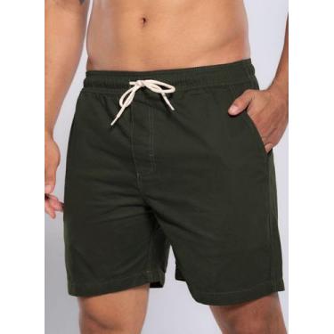 Imagem de Short Bermuda Masculino Mauricinho Sarja Casual - Original, Verde mili