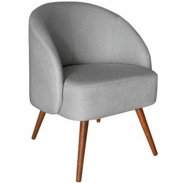 Imagem de Poltrona para Sala e Escritório Decorativa Cadma - Konfort, Linho Cinz