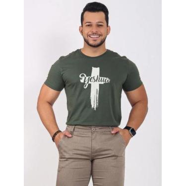 Imagem de Camiseta masculina cruz yeshua - verde militar - MIXTSHIRT, GG