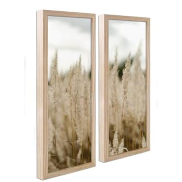 Imagem de Kit 2 Quadros Decorativos Folhagem Moderno Conjunto Minimalista Sala Cozinha Lavabo com Moldura 62cm (Estampa 04)