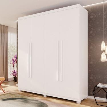 Imagem de Guarda-roupa 4 Portas 3 Gavetas com Pés Fenix Espresso Móveis Branco