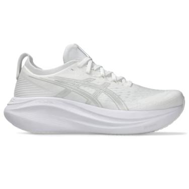 Imagem de ASICS Tênis de corrida masculino Gel-Nimbus 27, Branco/cinza glaciar, 11 US