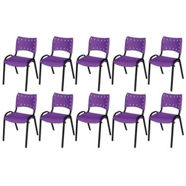 Imagem de Cadeira Iso Base Preto Igreja, Escola, Escritório - Violeta Kit 10 Peç