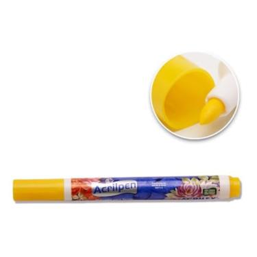 Imagem de Caneta Para Tecido Acrilpen Amarelo Ouro 505 Acrilex - Pintura Permanente Personalização Ideal Para Personalizar E Detalhar Seus Projetos De Tecido Com Precisão E Durabilidade