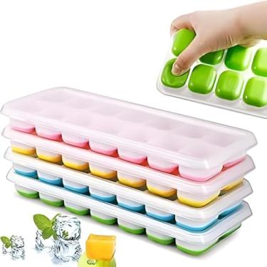 Imagem de Forma de Gelo com Tampa e Fundo de Silicone, Kit com 4 Peças, Design Empilhável, Antivazamento