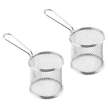 Imagem de Cestas de fritura de aço inoxidável, coador de fritura para servir alimentos, cesta de apresentação, 2 peças, cestas de batatas fritas