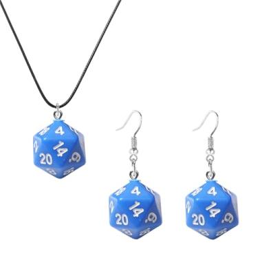 Imagem de Dreuyet Conjunto de brincos e colares de dados para mulheres e homens personalizados punk resina 3D brincos pendentes de dados estranhos hiphop discoteca dança brinco geométrico boate festa joias