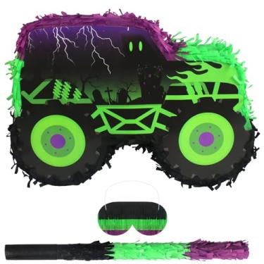 Imagem de kedaijin Pinhata De Carro Monster Truck Verde E Roxo Com Bastão Venda Para Crianças, Meninos, Decorações Aniversário Truck, Suprimentos Festa Corrida, Lembrancinhas Carnaval Corrida
