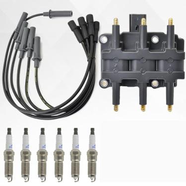 Imagem de CNPAPC 1 Bobina De Ignição Uf305 E 6 Velas Irídio 4306 Conjunto Fios Compatíveis Com Chrysler Pacifica Town & Country Voyager Caravan 3.8 3.3 V6 2005-2008. Substitui # 56032520Ab, 56032520Ac