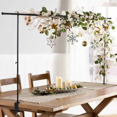 Imagem de OSYIN Over The Table Rod Stand with Clamps, 46-82”Length, Adjustable Metal Balloon Flower Arch Stand, Decorated Arch for Party, Birthday, Wedding, Halloween, Christmas, Black