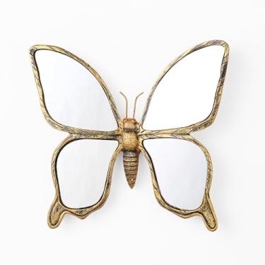 Imagem de Xinleitan Espelhos decorativos de insetos insetos e besouros - decoração de parede de vidro borboleta de resina dourada, perfeita para casas temáticas vitorianas e europeias