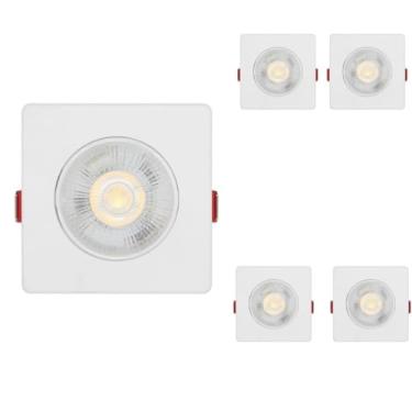 Imagem de kit 5 Luminária Spot Led 5w Branco Quente Quadrado Embutir Direcionavel Bivolt 110/220 Forro Pvc Gesso Sala Quarto Cozinha Comercio