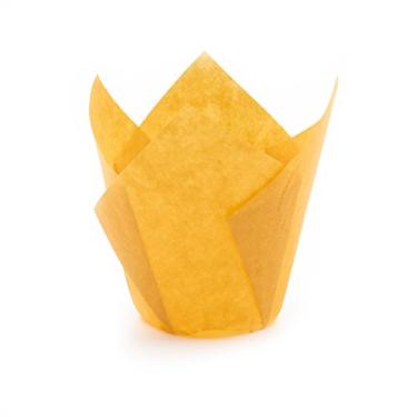 Imagem de Copos para assar tulipa laranja, tamanho mini, pacote com 50