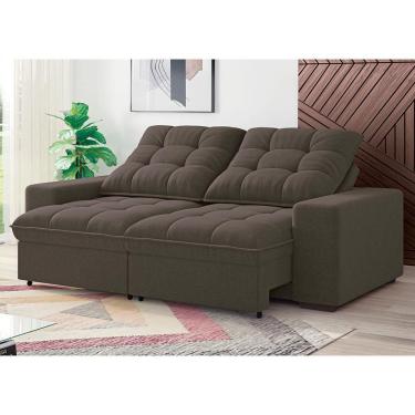 Imagem de Sofá 3 Lugares Retrátil-reclinável Linoforte Benetton Com Revestimento Em Suede Castor