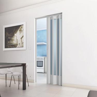 Imagem de Porta Sanfonada Pvc Translucida 210x72cm Plastporta Bcf Branco