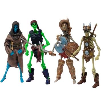 Imagem de Boss Fight Studio Epic H.A.C.K.S. Set of 4 - Grim Spectre, Pirate, Gladiator, Barbarian Skeletons - Highly Articulated Collectible Figurines with Accessories, Alternate Heads and Hands - 1:12