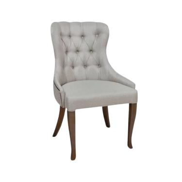 Imagem de Cadeira Milão Pés Luiz Xv Base Capuccino Estofado Capitonê Estofado Linho Cinza