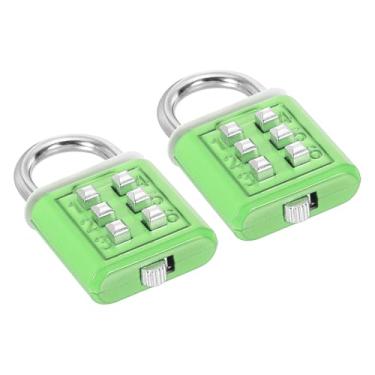 Imagem de PATIKIL Cadeado de combinação de 6 botões de dígitos, pacote com 2 mecanismos de bloqueio de 3 posições, botão de pressão, trava digital de segurança para academia, caixa de ferramentas, verde