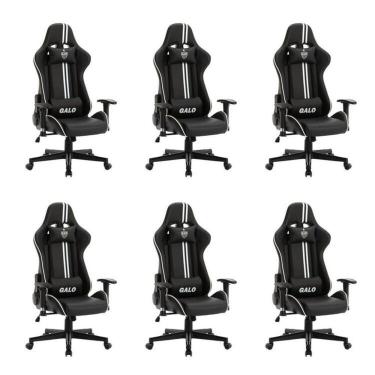 Imagem de Kit 6 Cadeiras Gamer Atlético Mineiro Cam 3318 Espresso Móveis Preto