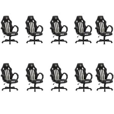 Imagem de Kit 10 Cadeiras Gamer Atlético Mineiro Cam 3316 Espresso Móveis Preta/branca Preto