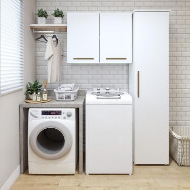 Imagem de Lavanderia Modulada 1 Armário Multiuso E Armário Aéreo Uberlândia Branco