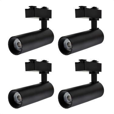 Imagem de Kit 4 Spot Longo Led Mr16 Para Trilho Eletrificado Preto 3000k Quente