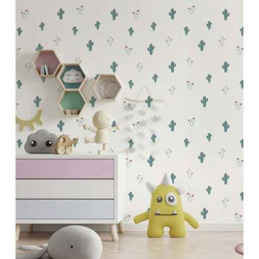 Imagem de Papel De Parede Fofura Baby Cactos Fundo Branco Ff4011