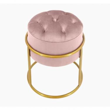 Imagem de Puff Banqueta Estofado Decorativo Base De Ferro Capitonê Suede Rosa Do Lar Móveis E Decoração